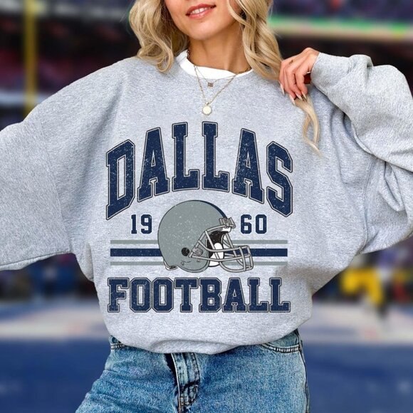 dallas Cowboy Football Sweatshirt, Vintage Football Sweatshirt, Football 1960 - Picture 1 of 2